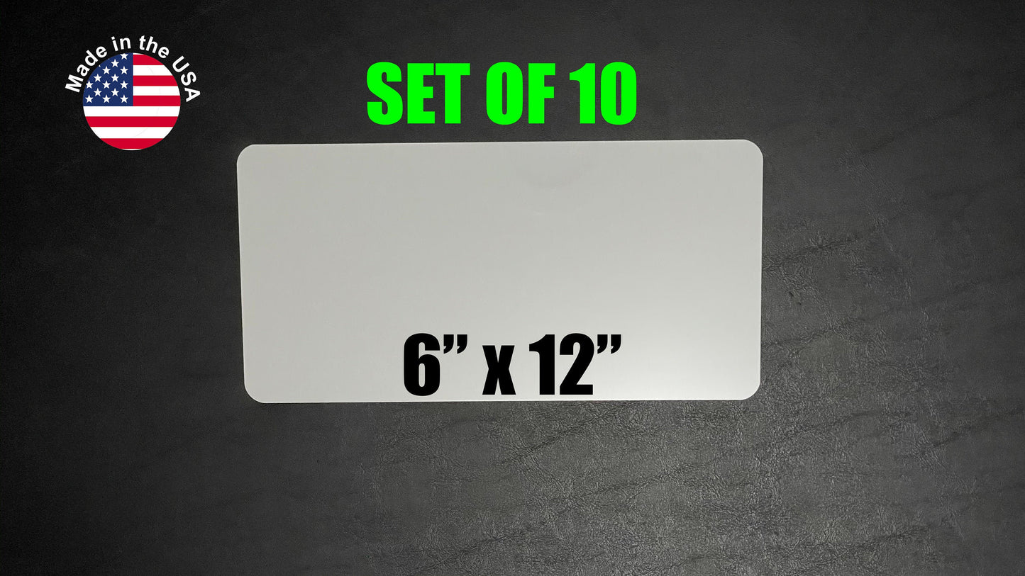 6x12 Aluminum License Plate Sublimation Blanks - No Holes - 10pcs